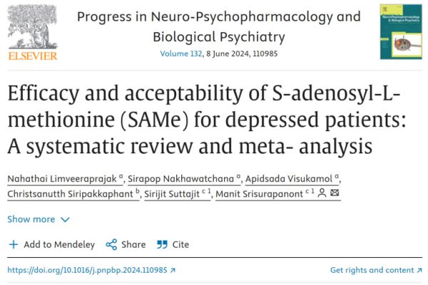 Efficacy and acceptability of S-adenosyl-L-methionine (SAMe) for depressed patients:A systematic review and meta- analysis