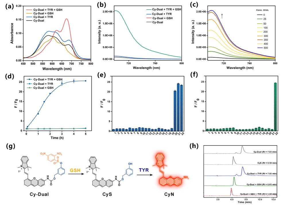 Synergistic activation of glutathione and tyrosinase in melanoma diagnosis